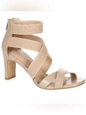 Xappeal Nude Strappy Block Heel Sandals
